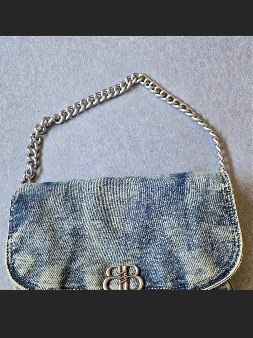 Unlisted Blue Washed Denim Shoulder Bag with Silver Chain